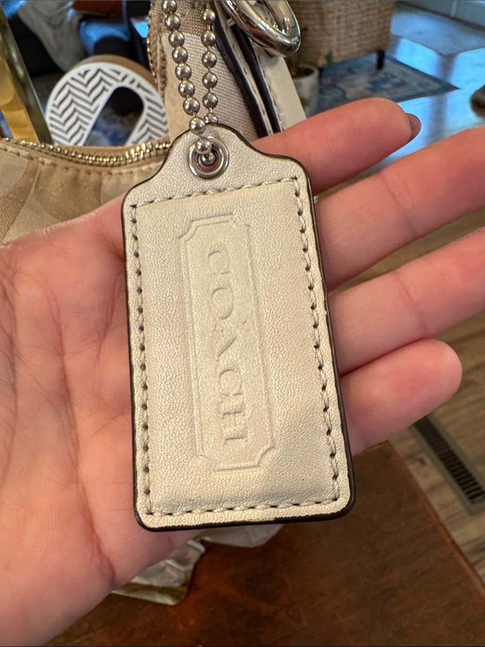 Coach Beige Signature Hobo Bag with Turn-Lock Pocket - Picture 2 of 16